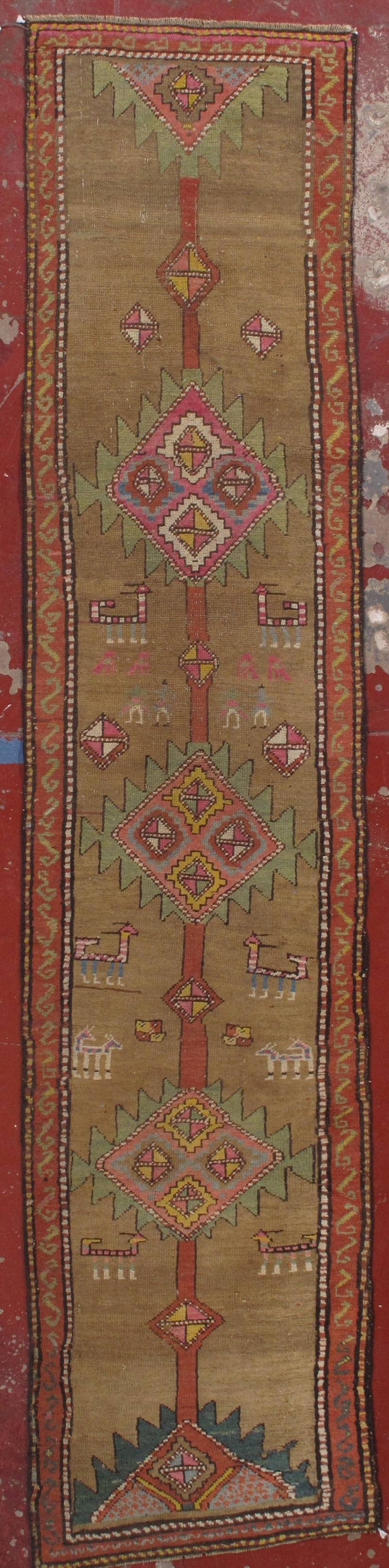 antique hamedan camel hair runner
