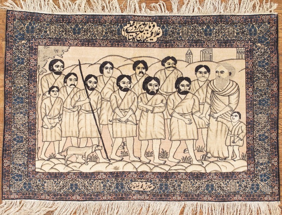 antique kerman picturial rug