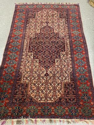 antique senneh with 7-coloure silk foundation rug 