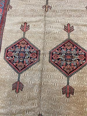 ANTIQUE CAMEL HAIR HAMEDAN CARPET