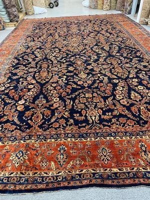 antique mahajeran blue sarouk carpet