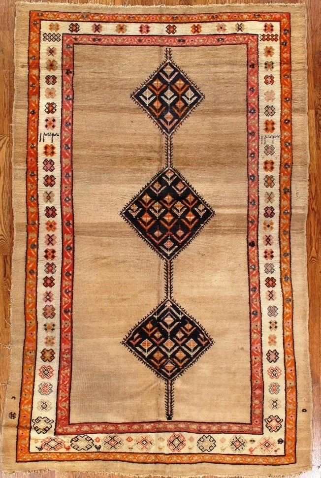 antique camel hair hamedan carpet