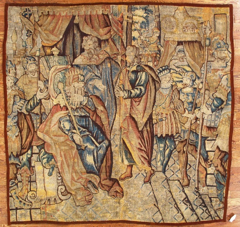 ANTIQUE BRUSSELS HISTORICAL 16 TH CENTURY TAPESTRY