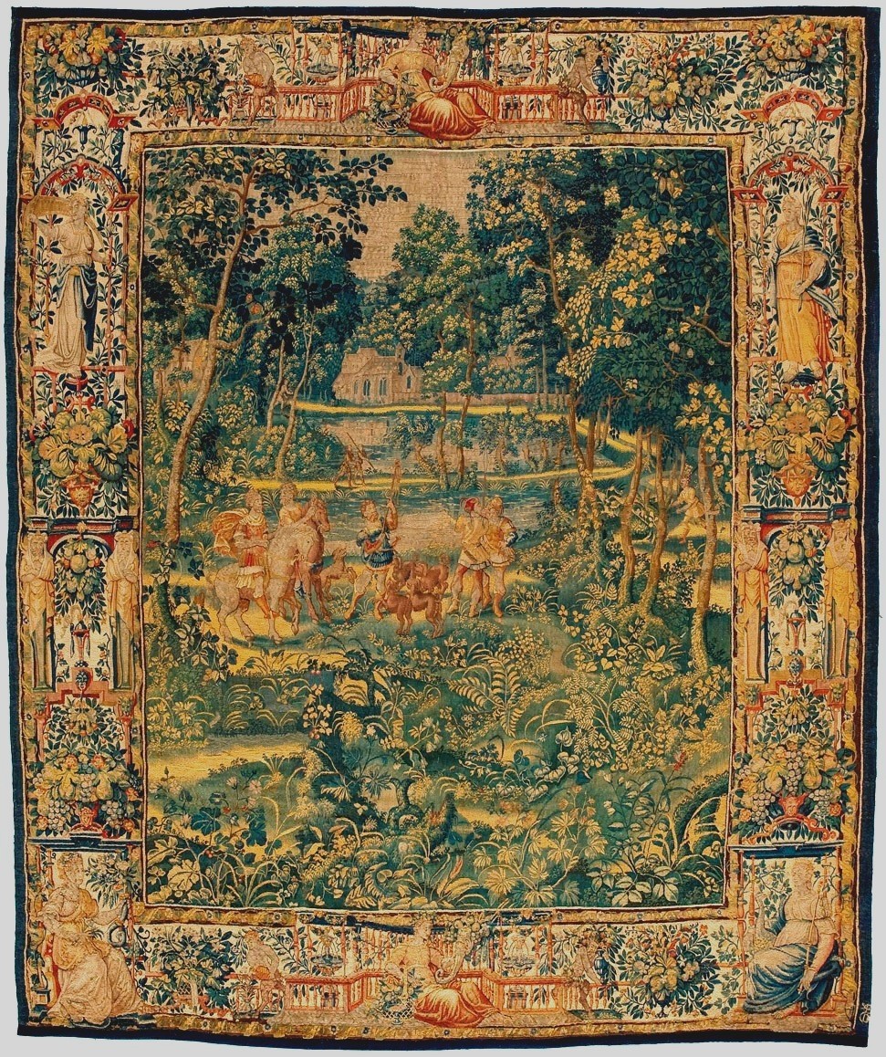 antique game park tapestry 17th century